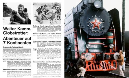 Der Flyer zur 6-teiligen Diavortrags-Reihe des Globetrotters 1974 in Zürich, was in dieser Art eine absolute Novität war.